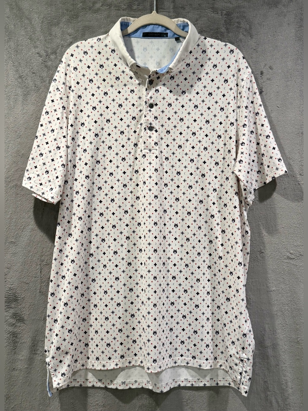 Greyson Clothiers Wolf Golf Polo Shirt Mens XL Short Sleeve Performance Stars